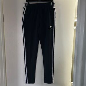 Adidas Black Track Pants with White Stripes